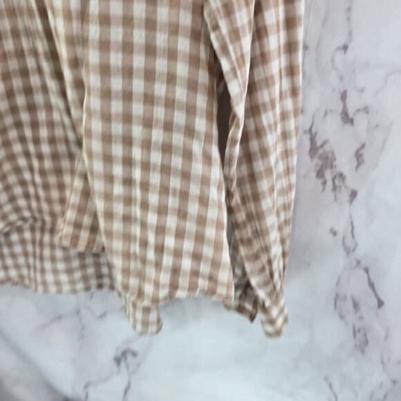 Anthropologie Shirt Womens Medium 10 Check Gingham Roll Holding Horses Popover - Picture 4 of 12